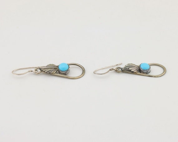 Navajo Dangle Earrings 925 Silver Sleeping B Turq… - image 4