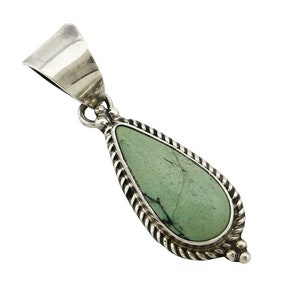 Navajo Pendant .925 Silver Southwest Turquoise Signed Artist SS C.80&#39;s