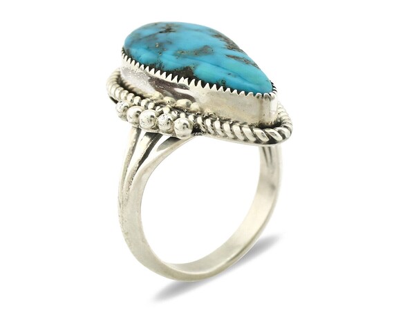 Navajo Ring 925 Silver Morenci Turquoise Native A… - image 2