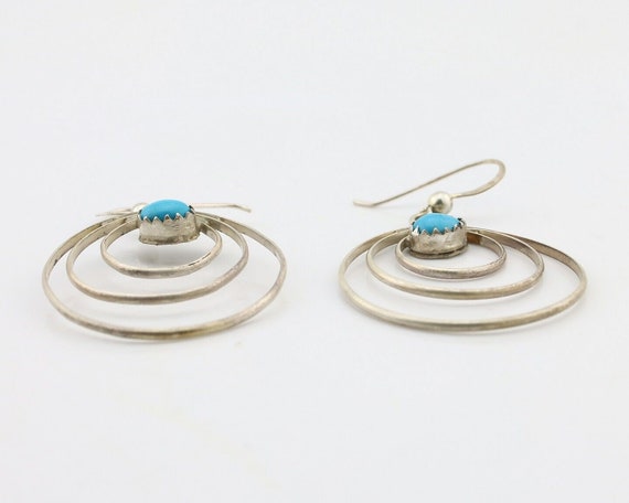 Navajo Dangle Handmade Earrings 925 Silver Blue T… - image 4
