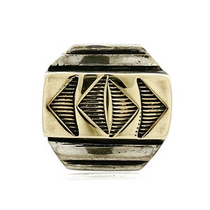 Navajo Tie Tack .925 Silver and 14k Solid Yellow Gold Artist MM Rogers & TS