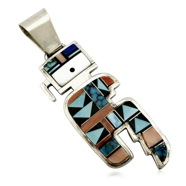 Navajo Turquoise Pendant .925 Silver Signed Ray Delgarito C.80's