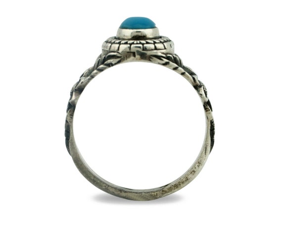Navajo Ring .925 Silver Natural Blue Turquoise Na… - image 3