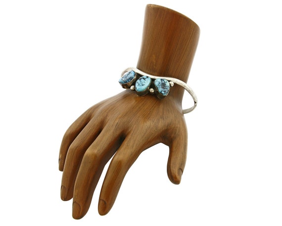 Navajo Natural Blue Turquoise .925 SOLID Silver C… - image 2