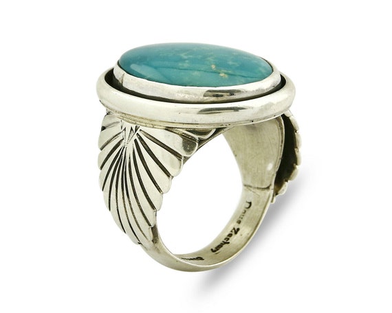 Navajo Ring .925 Silver Turquoise Handmade Signed… - image 2
