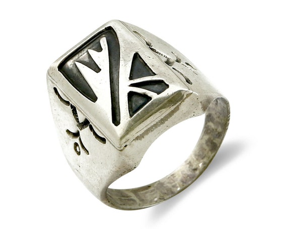 Navajo Overlay Ring .925 Handmade Native American 