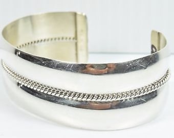 Dames .925 sterling zilveren Navajo TAHE twist touw manchet 3 rijen armband