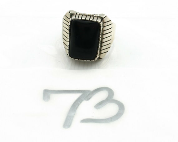 Navajo Ring .925 Silver Handmade Black Onyx Artis… - image 9