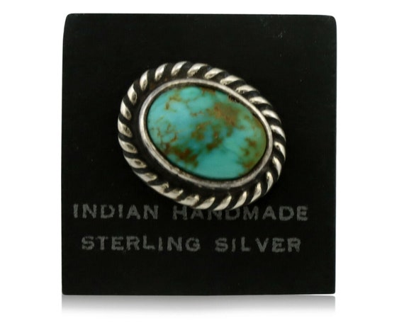 Navajo Tie Tack .925 Silver Kingman Turquoise Nat… - image 1