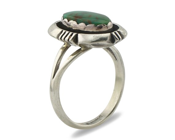 Navajo Ring .925 Silver Kingman Turquoise Handmad… - image 2