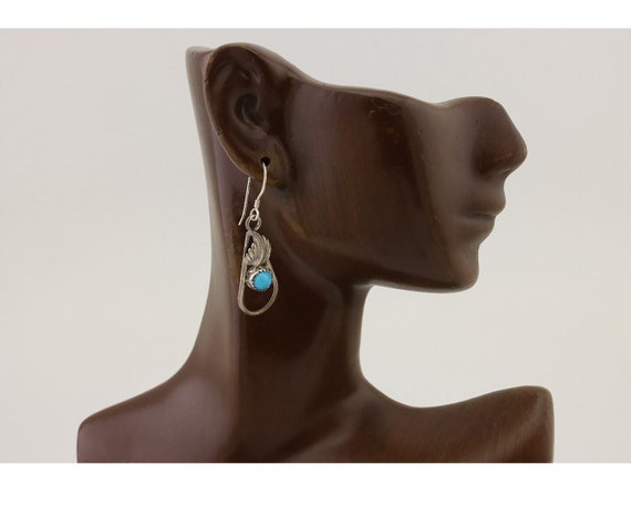 Navajo Dangle Earrings 925 Silver Sleeping B Turq… - image 7