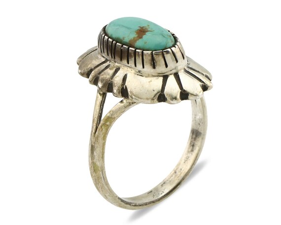 Navajo Ring .925 Silver Green Turquoise Artist Si… - image 2