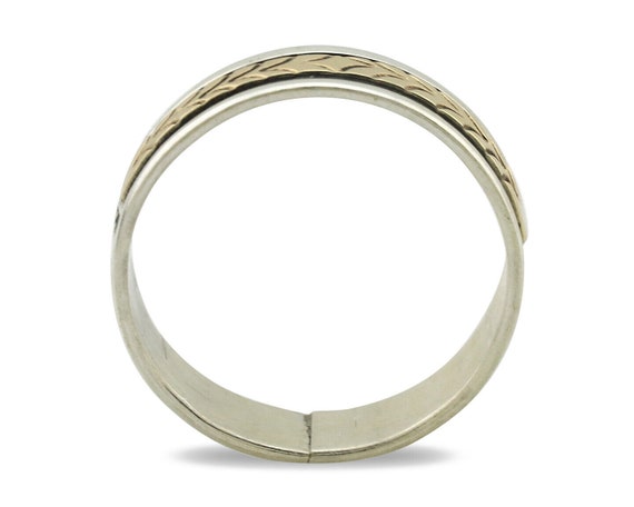 Navajo Ring 925 Silver & Solid 14k Yellow Gold Ar… - image 3