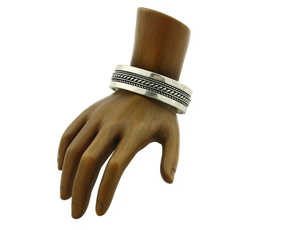 Navajo Bracelet .925 Silver SOLID Handmade Signed… - image 3