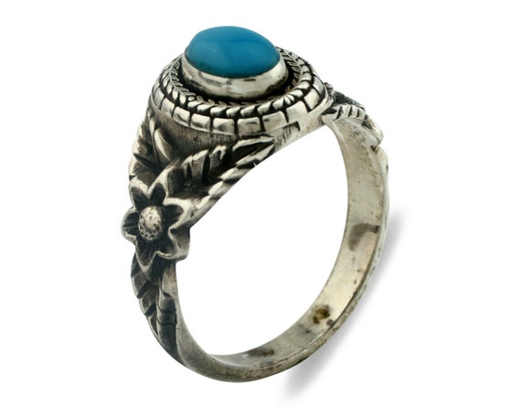 Navajo Ring .925 Silver Natural Blue Turquoise Na… - image 2