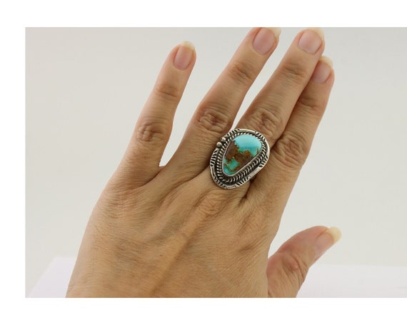 Navajo Ring 925 Silver Royston Turquoise Native A… - image 8