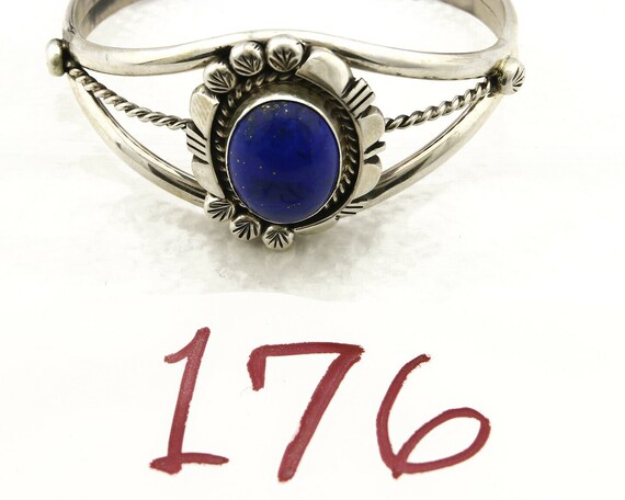Navajo Bracelet .925 Silver Lapis Lazuli Cuff Sig… - image 9