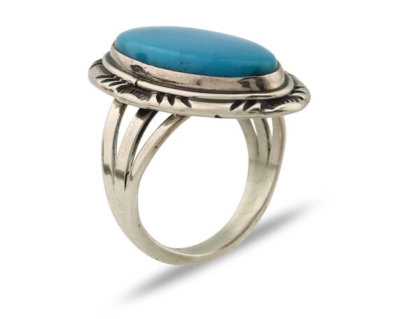 Navajo Ring 925 Silver Blue Gem Turquoise Native … - image 2