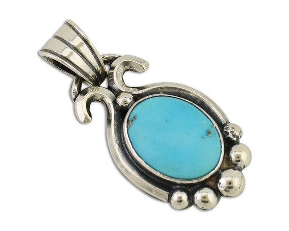 Navajo Pendant 925 Silver Natural Turquoise Artis… - image 1