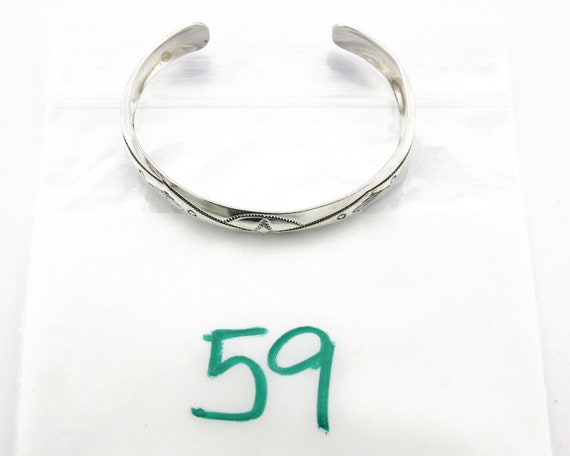 Navajo Bracelet SOLID .925 Silver Hand Stamped Si… - image 9