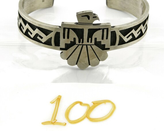 Navajo Handmade Bracelet .925 Silver Thunderbird … - image 9