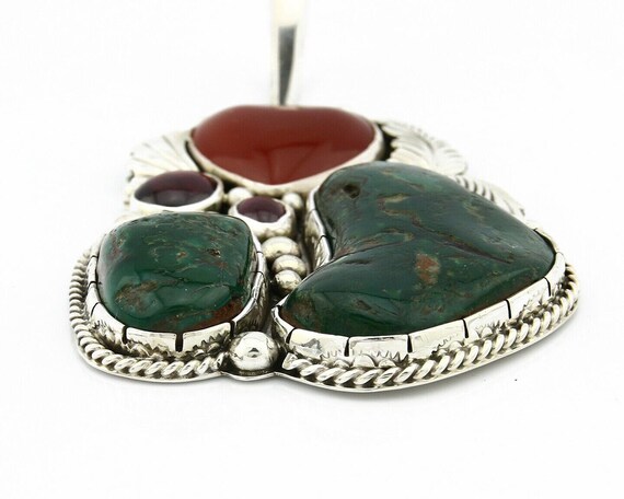 Navajo Turquoise Pendant .925 Silver Handmade Signed Lee Bennett C.80's View 4
