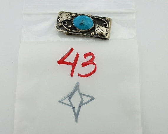 Navajo Money Clip 925 Silver & 999 Nickel Turquoi… - image 8