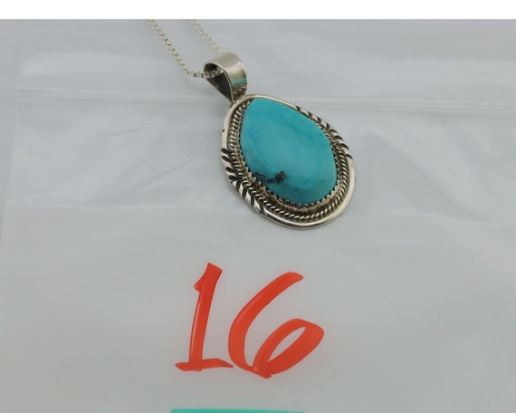 Navajo Necklace 925 Silver Kingman Turquoise Sign… - image 10