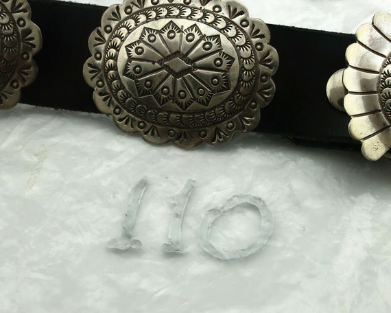 Navajo Concho Belt .925 Silver Hand Stamped Artis… - image 9