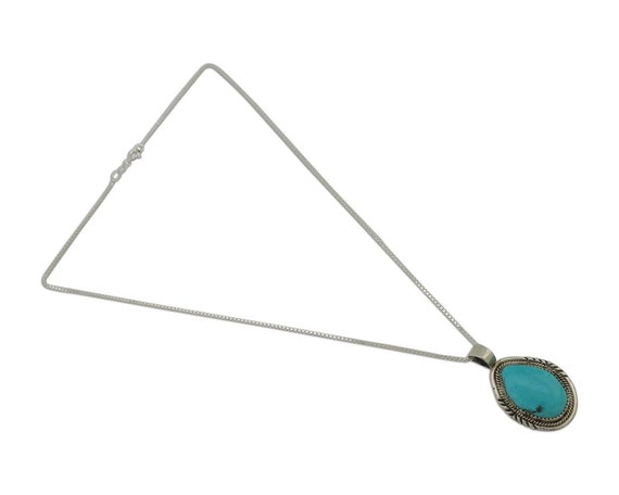 Navajo Necklace 925 Silver Kingman Turquoise Sign… - image 3