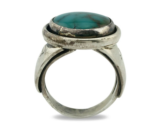 Navajo Ring .925 Silver Spiderweb Turquoise Nativ… - image 3