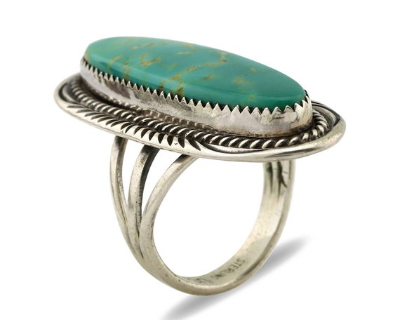 Navajo Ring 925 Silver Natural Mined Turquoise Ar… - image 2