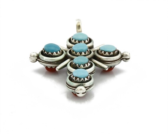 Zuni Natural Turquoise and Coral Reversible 925 S… - image 6