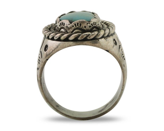 Mens Navajo Ring 925 Silver Turquoise Artist Sign… - image 3