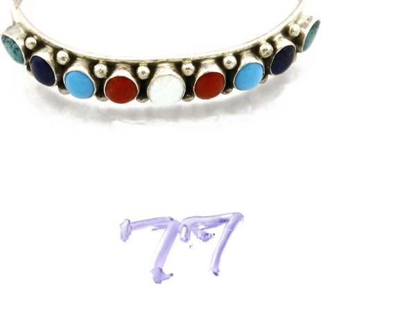 Women's Gemstone Navajo Bracelet .925 Silver Sign… - image 9