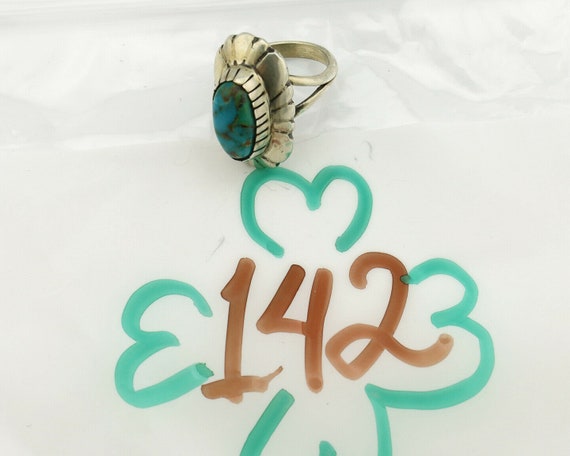 Navajo Ring .925 Silver Arizona Turquoise Signed … - image 9