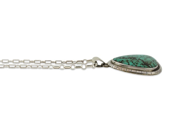 Navajo Necklace .925 Silver Blue Green Turquoise … - image 5