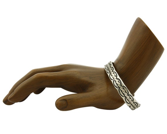 Navajo Bracelet .925 Silver Handmade Hand Stamped… - image 2