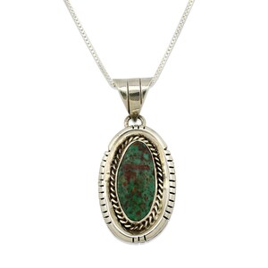 Navajo Necklace .925 Silver Green Turquoise Signed AE C.1980's