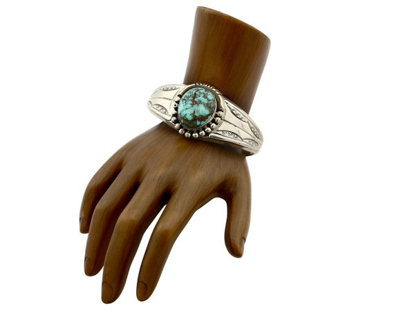 Navajo Bracelet .925 Silver Royston Turquoise Art… - image 2
