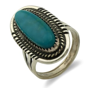 Navajo Ring 925 Silver Southwest Blue Turquoise Artist Signed Begay C.80&#39;s