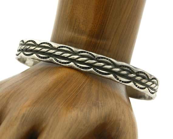 Navajo Bracelet .925 Silver Handmade Hand Stamped… - image 1