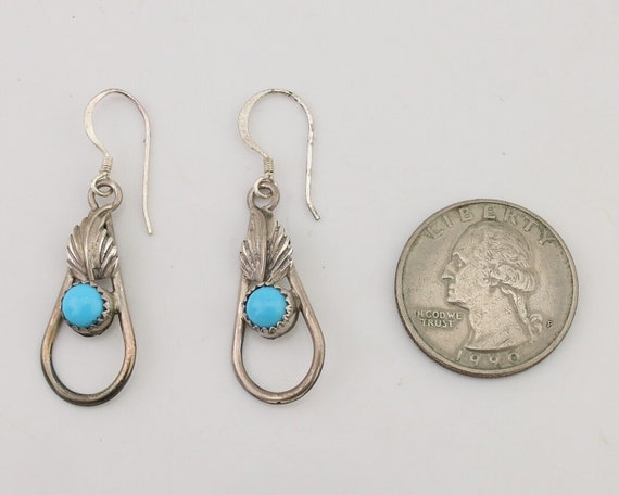 Navajo Dangle Earrings 925 Silver Sleeping B Turq… - image 6