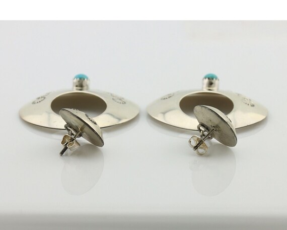 Navajo Handmade Earrings 925 Silver Blue Turquois… - image 4