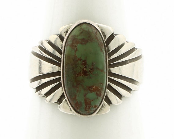 Navajo Ring .925 Silver Green Manassas Turquoise … - image 4