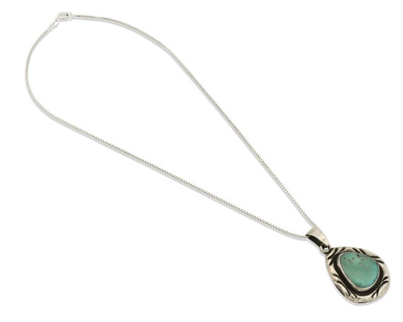Navajo Necklace .925 Silver Kingman Turquoise Sig… - image 2