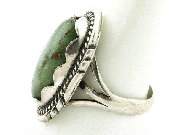 Navajo Ring .925 Silver Natural Green Turquoise S… - image 5