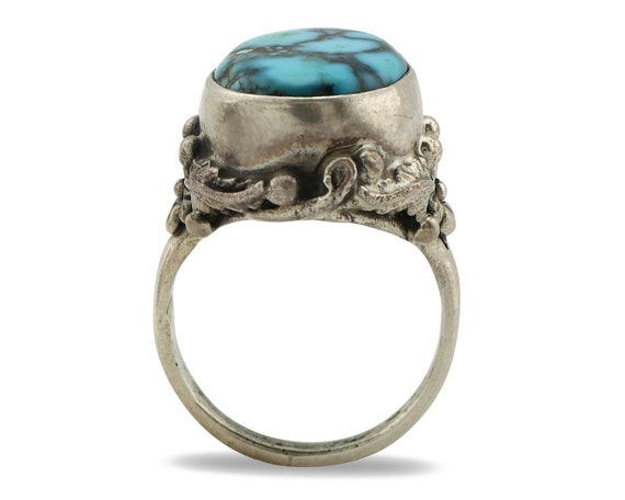 Navajo Ring 925 Silver Spiderweb Turquoise Artist… - image 3