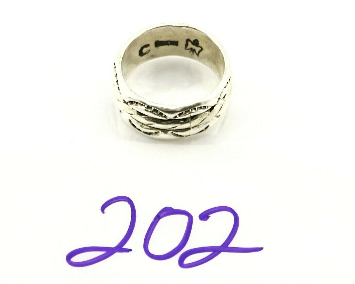 Navajo Ring .925 Silver Handmade Hand Stamped 3 Row Rope Navajo Ring .925 Silver Handmade Hand Stamped 3 Row Rope