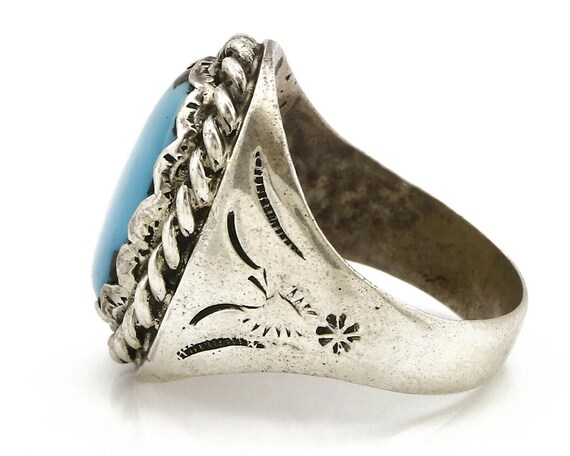 Navajo Ring .925 SOLID Silver Kingman Turquoise A… - image 5